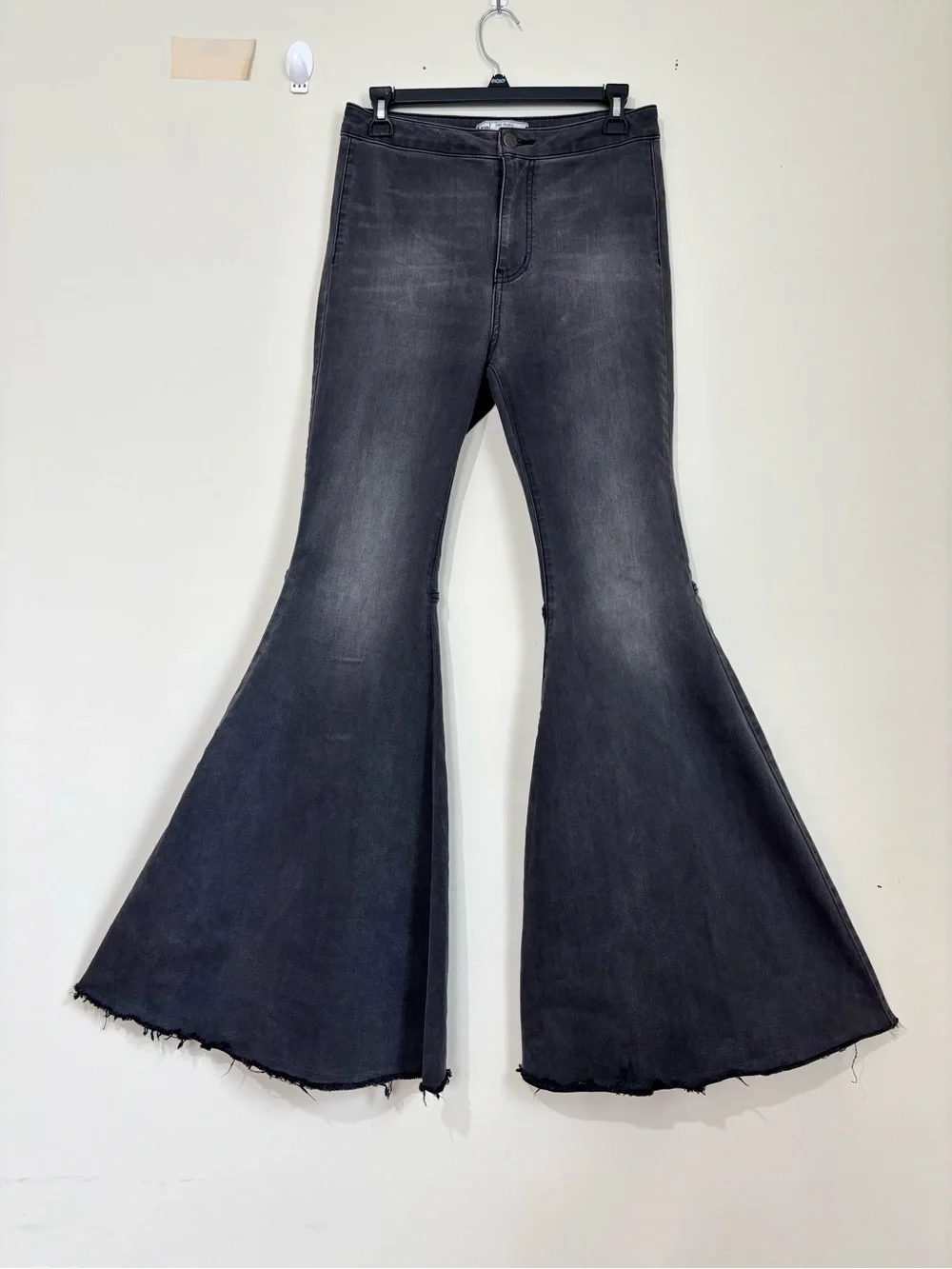 Free People The Float On Flare High Rise Washed Black Jeans Boho Preppy Cowgirl
